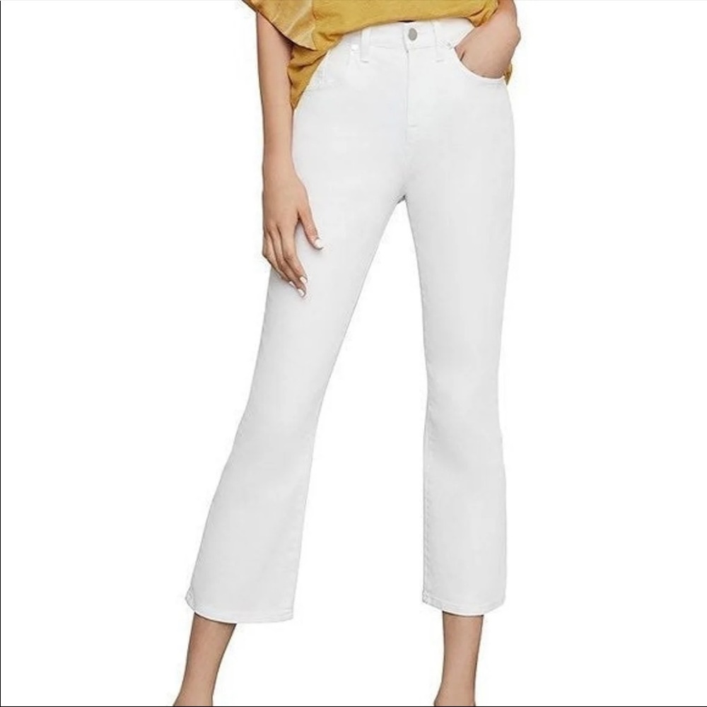 Bcbgmaxazria cropped white straight leg jean
